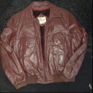 Berman’s ** Brown Leather Lined Bomber Jacket Men's size 48 Large